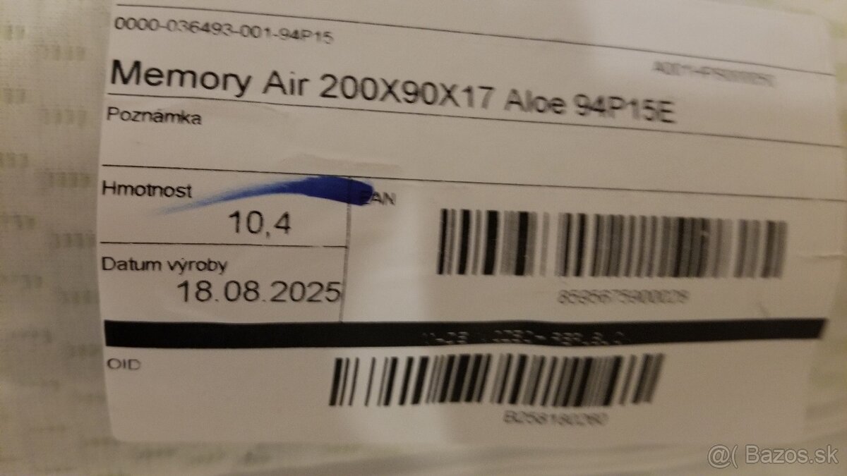 matrac PrimaTex Memory Air 90x200 cm novy zabaleny