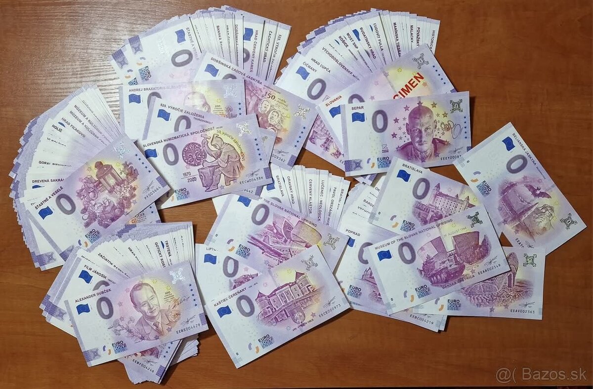 Na predaj - 0 Eurosuvenírové bankovky rôznych štátov sveta.