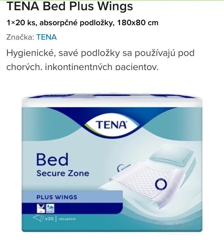 Predám hygienické savé podložky TENA Bed Plus Wings