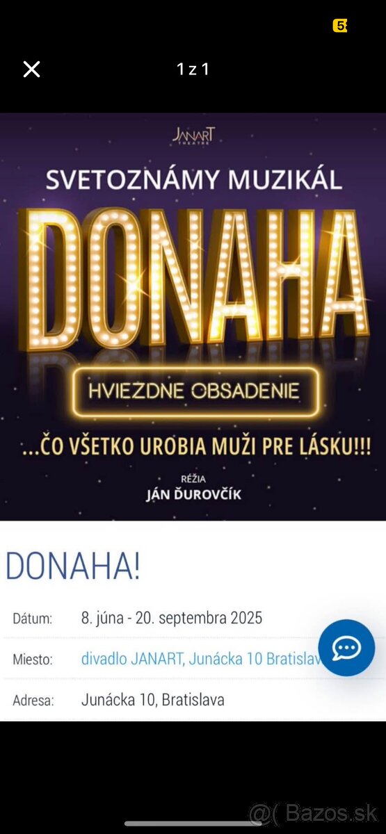 Vstupenky na muzikál DONAHA