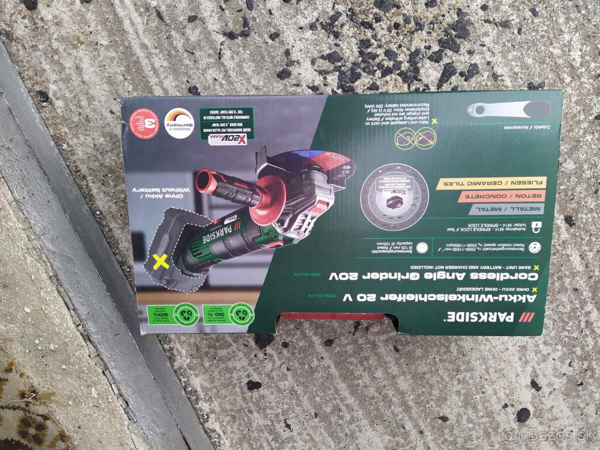 Predám akumulátorovú uhlovú brúsku Parkside