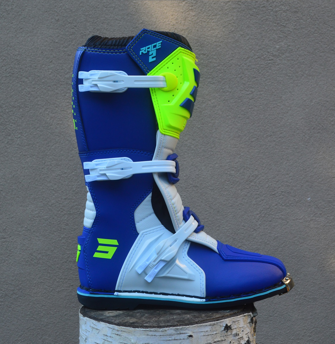SHOT topánky boty MX čižmy modro žlté fluo