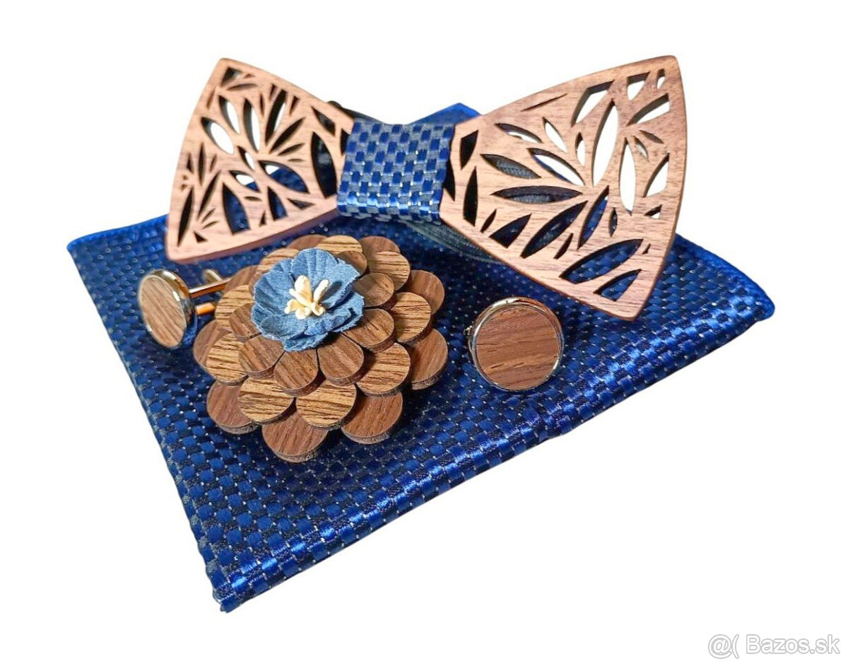 Príležitostný drevený motýlik - set s brošňou