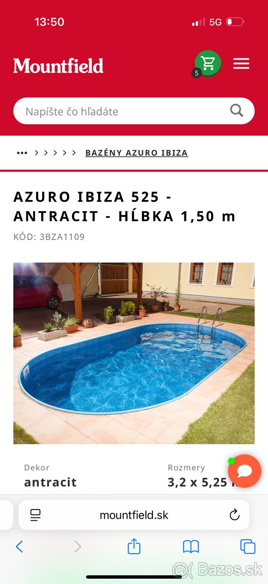 Bazén Azuro Ibiza NOVÝ 5,25x3,2x1,5