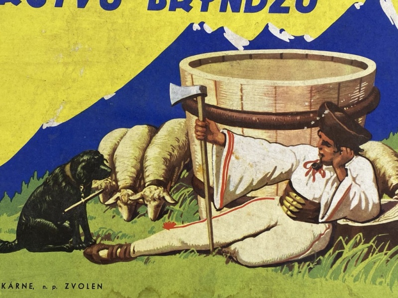 Reklamná papierová cedula Bryndza mliekárne Zvolen