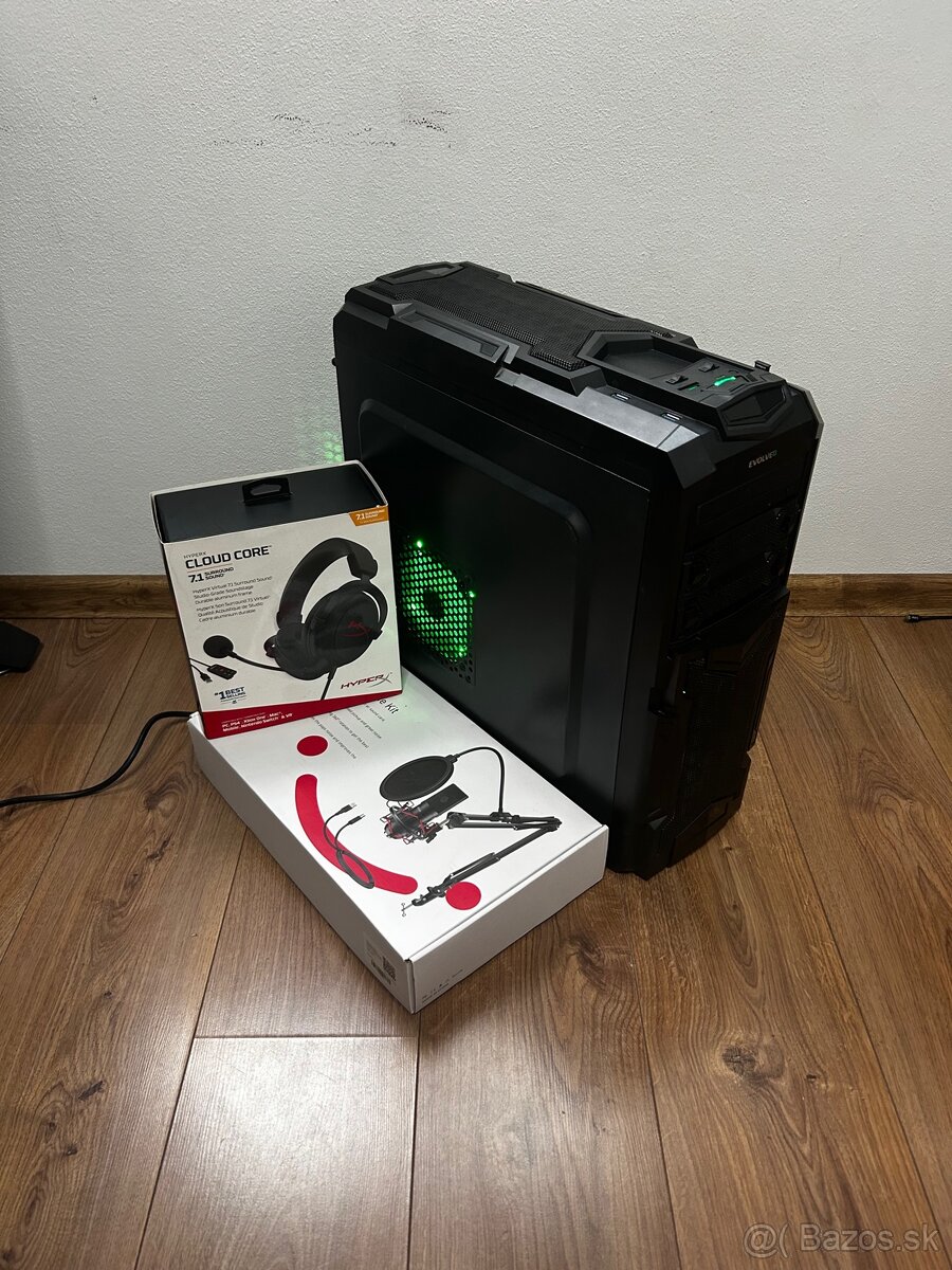 Herny PC + HyperX sluchadla a Studiovy mikrofon