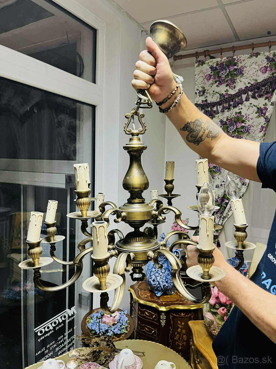 12-Ramenny mosadzny luster