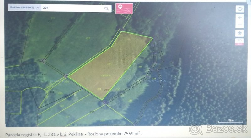 Pozemok 7 559 m2 v k.ú. Peklina