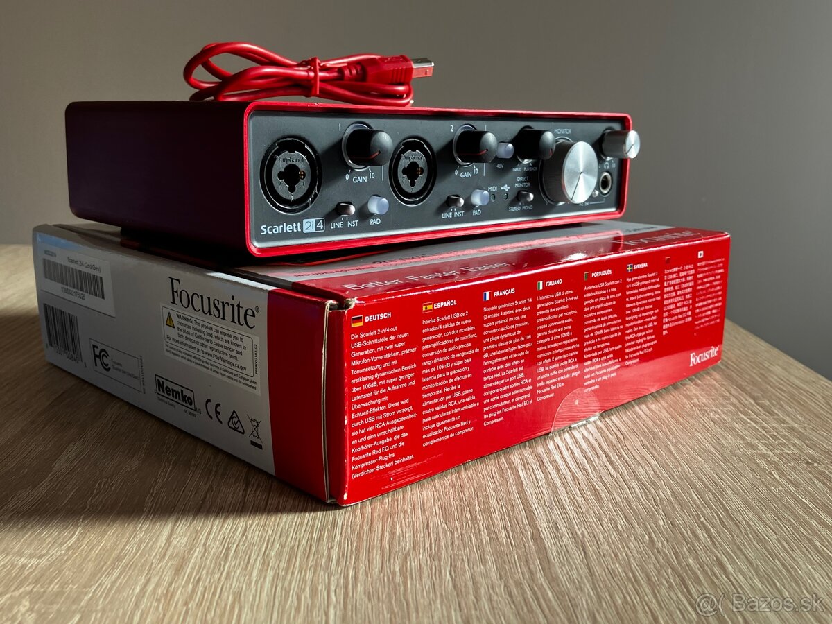 Predám zvukovú kartu Focusrite Scarlett 2i4 - 2. generácie