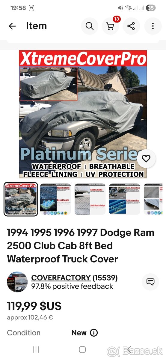 Krycia plachta dodge RAM