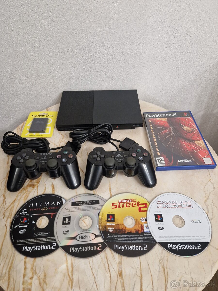 PlayStation 2 Slim herná konzola čierna + 2 ovládač
