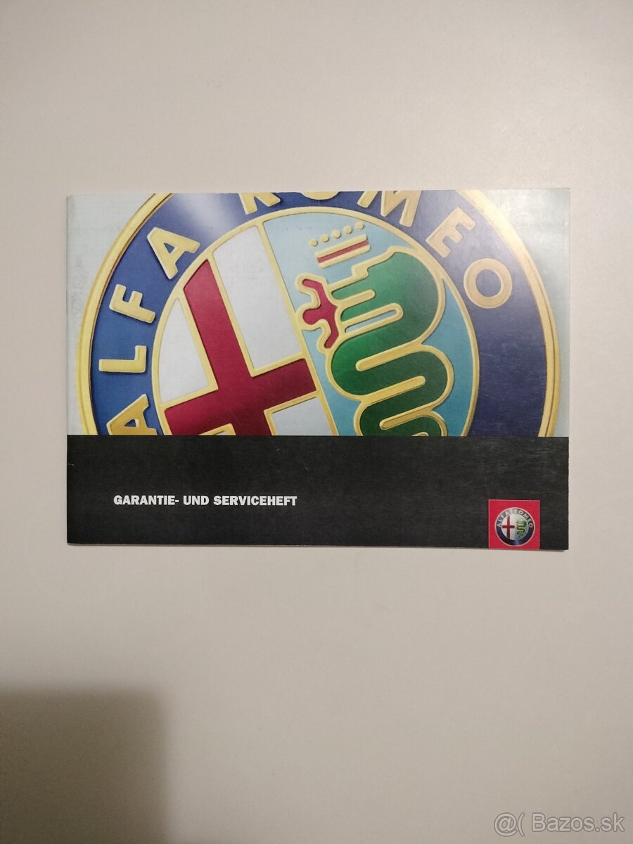 Alfa Romeo servisná knižka