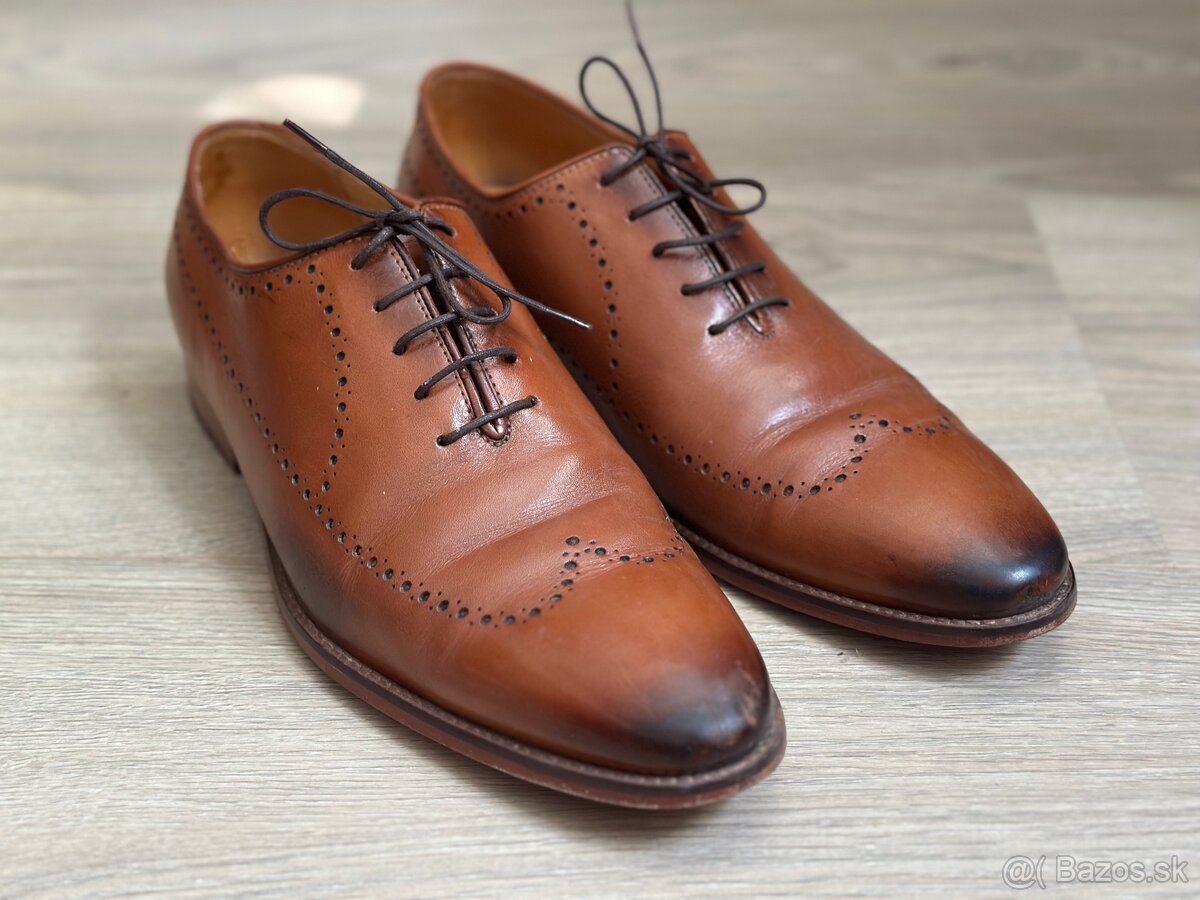 Elegantné formálne topánky BROGUE OXFORD (46) - ručná výroba