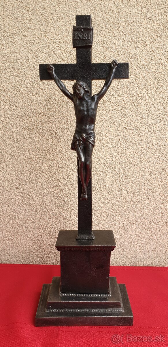 Starožitný liatinový kríž - 44 cm