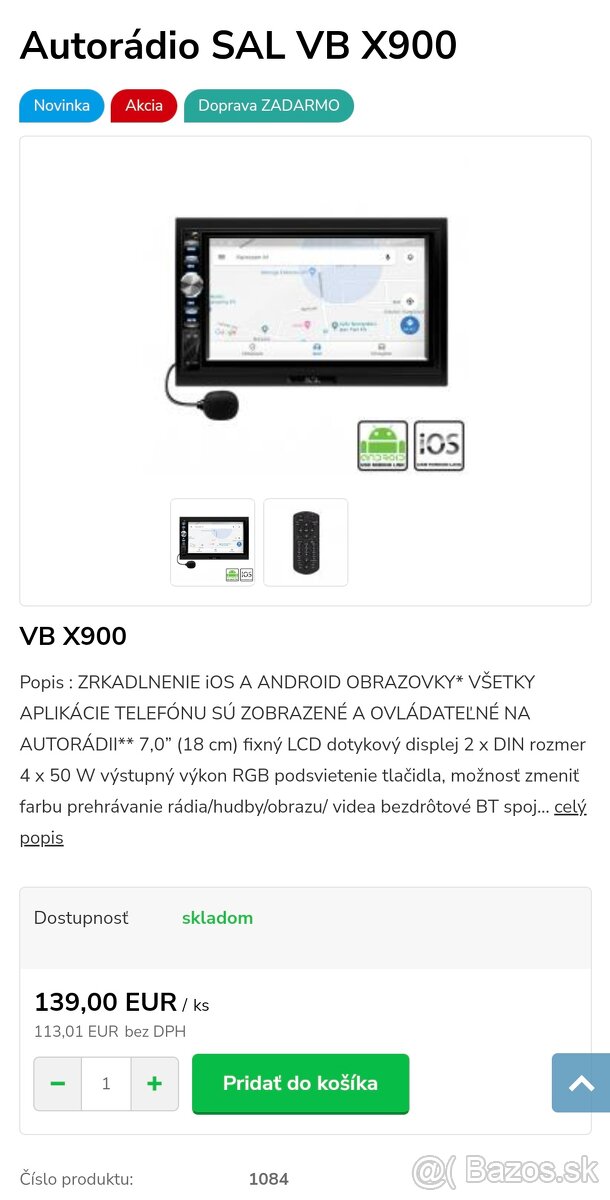 2DIN AUTORADIO SAL VB X900