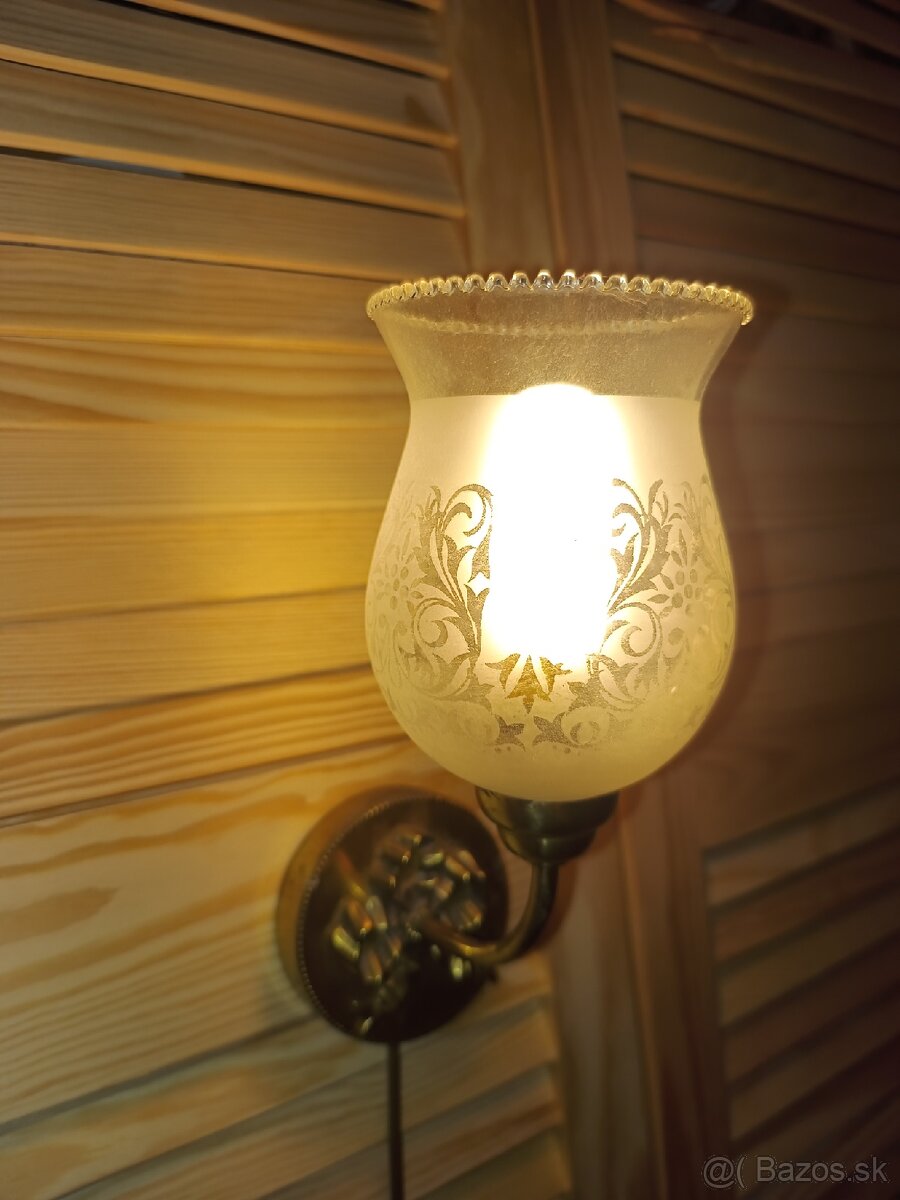 Pár - 2ks, elegantné vintage lampy so sklenenými tienidlami