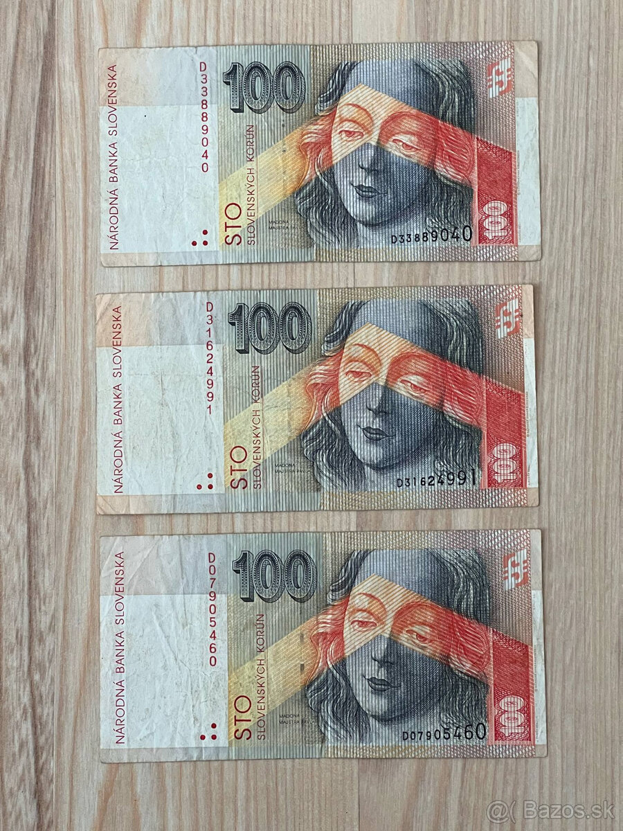 Slovenské bankovky 100 SK rok 1993 séria D