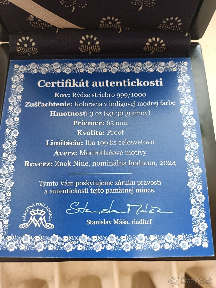 Strieborná minca Modrotlač
