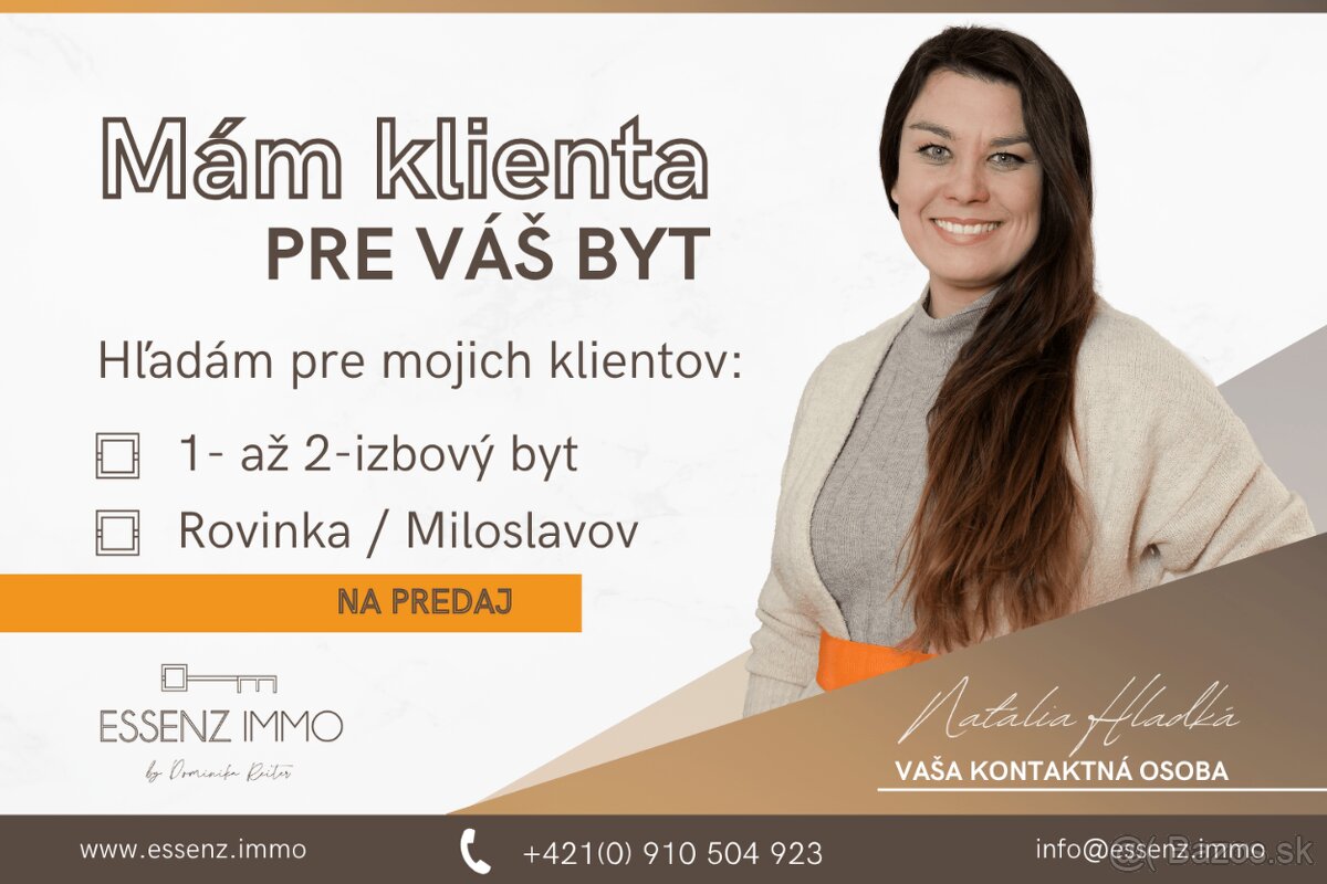 Hľadáme nehnuteľnosť pre nášho klienta | Jednoizbový byt