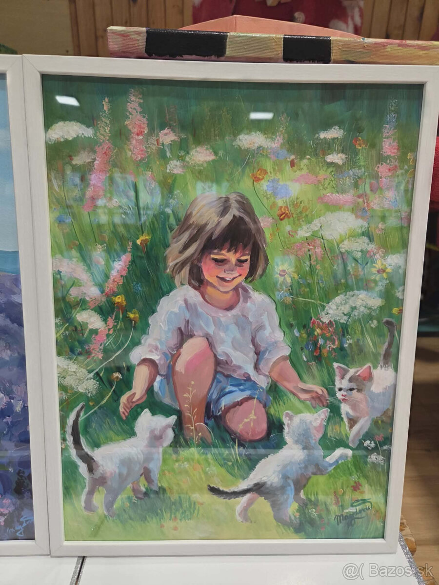 Akryl na akvarelovom papieri,ramik 30x40cm,motív : Dievčatko