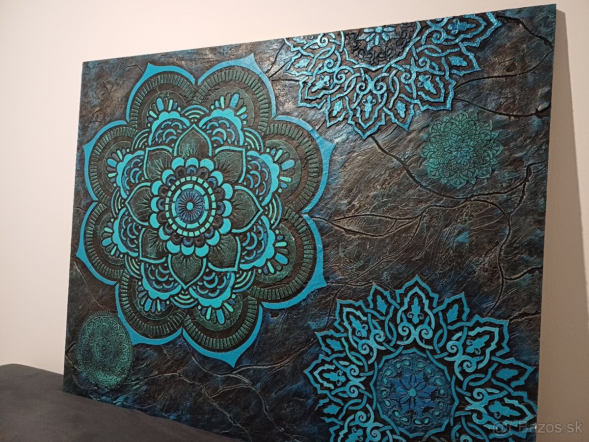 Mandala obraz tyrkys 3D 125x100cm