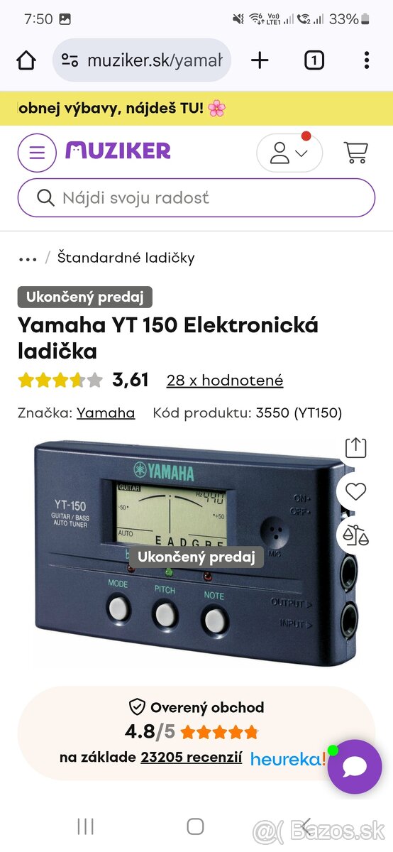 Yamaha YT 150 Elektronická ladička