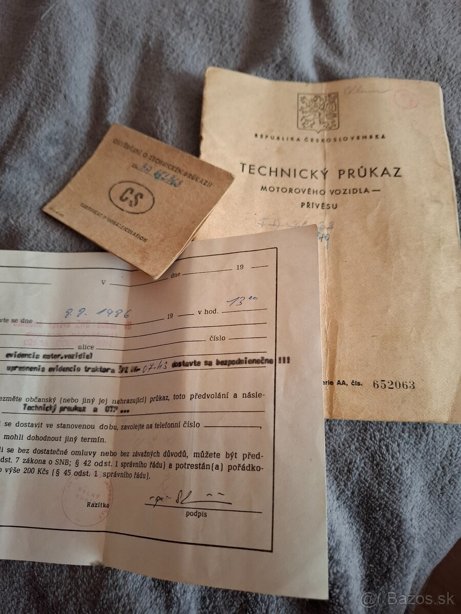 Technický preukaz Zetor 25
