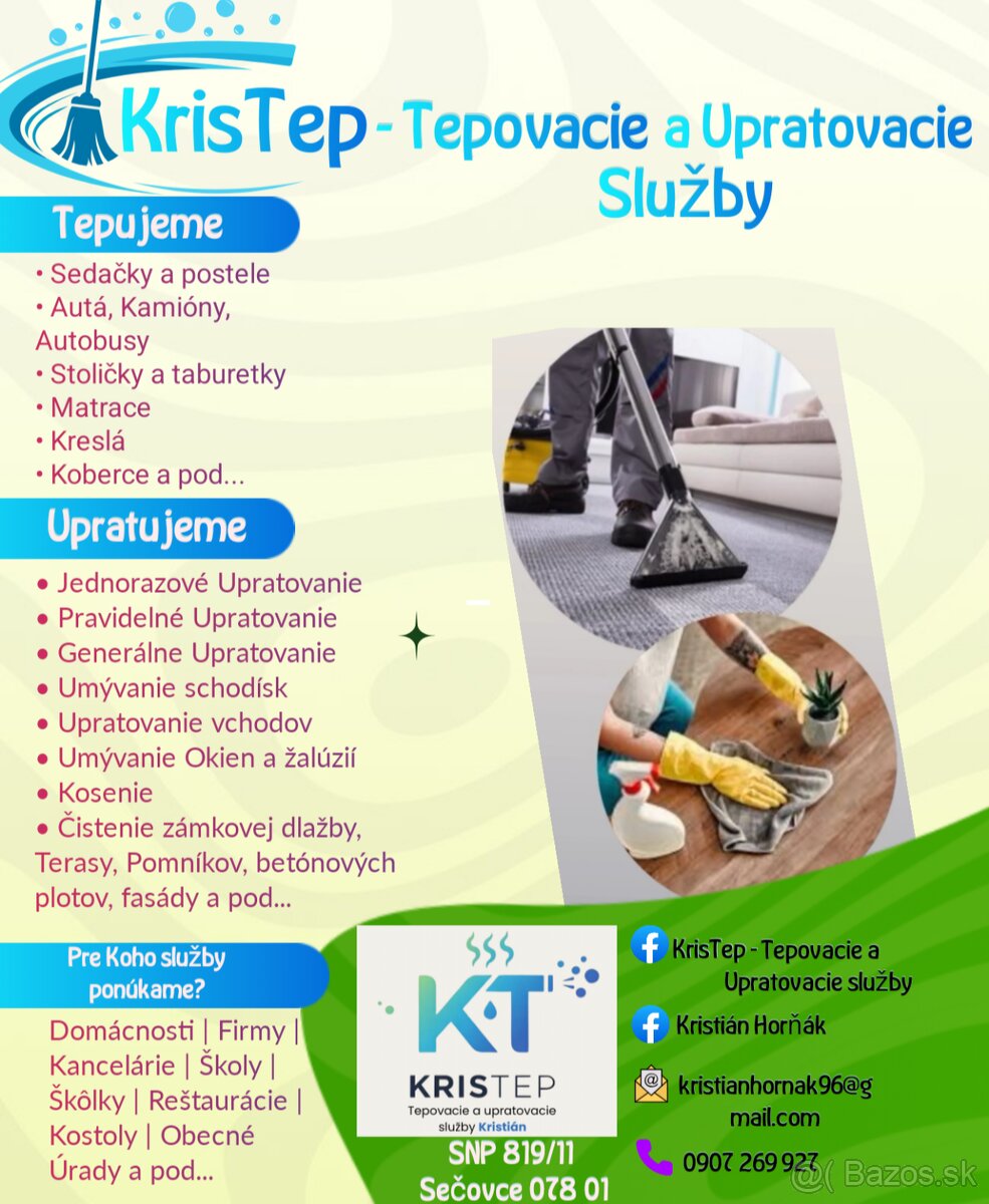 TEPOVANIE, UPRATOVACÍ SERVIS A UMÝVANIE OKIEN