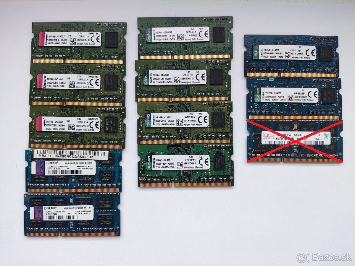 Predám 4GB DDR3 RAM moduly do notebookov