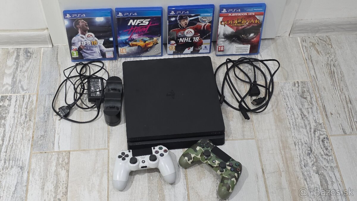 Ps4 slim + 2x ovladac + 4 hry