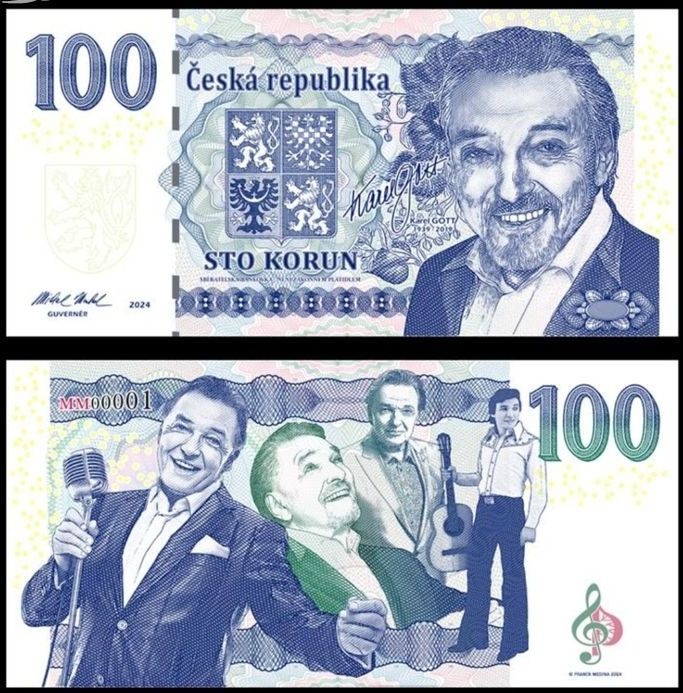 Sběratelská bankovka 100 KORUN Karel Gott, limitovaná emise