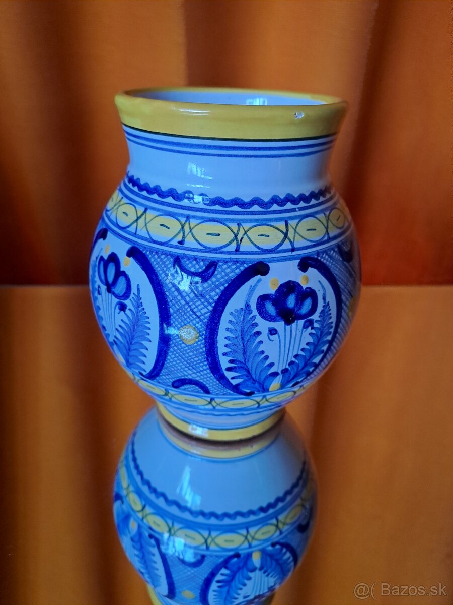 Váza - Modranská keramika s folklórními motivy, značená