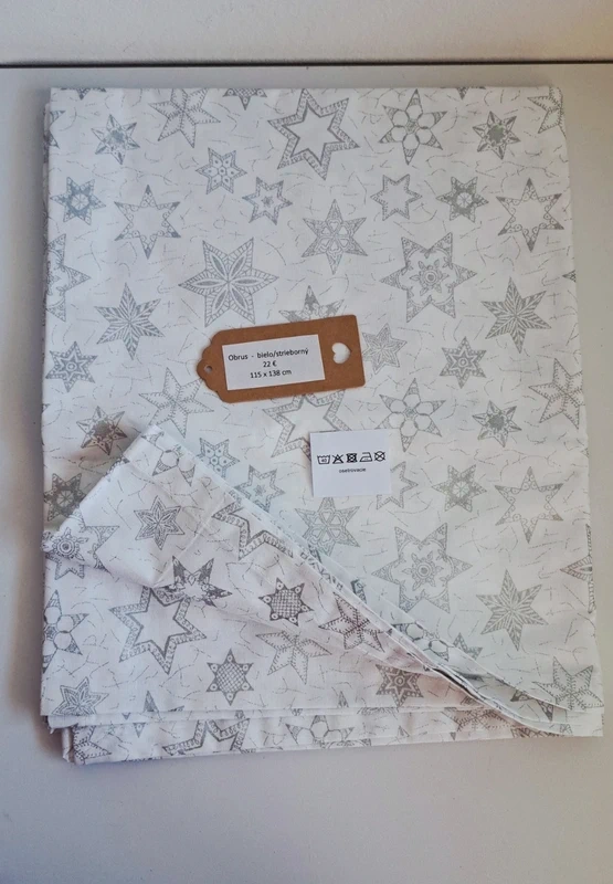 Bielo-strieborný obrus - pevná dobrá látka