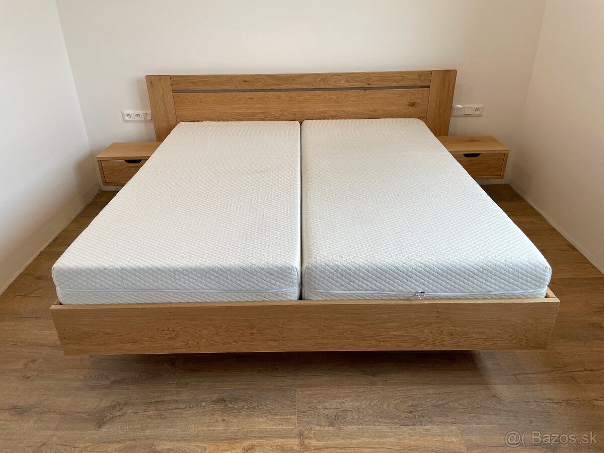 Dubová masívna posteľ s úložným priestorom