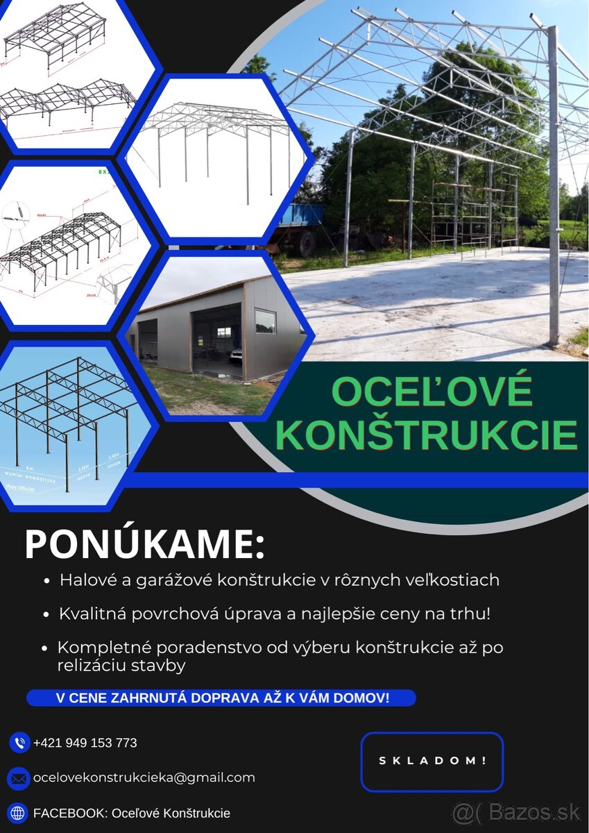 Oceľové konštrukcie - pozinkované,s dopravou zdarma