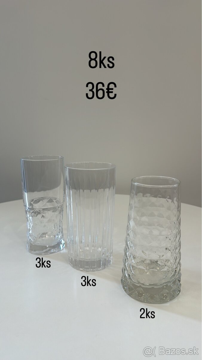 Krištáľové, brand, vínové poháre, dekantéry, šálky