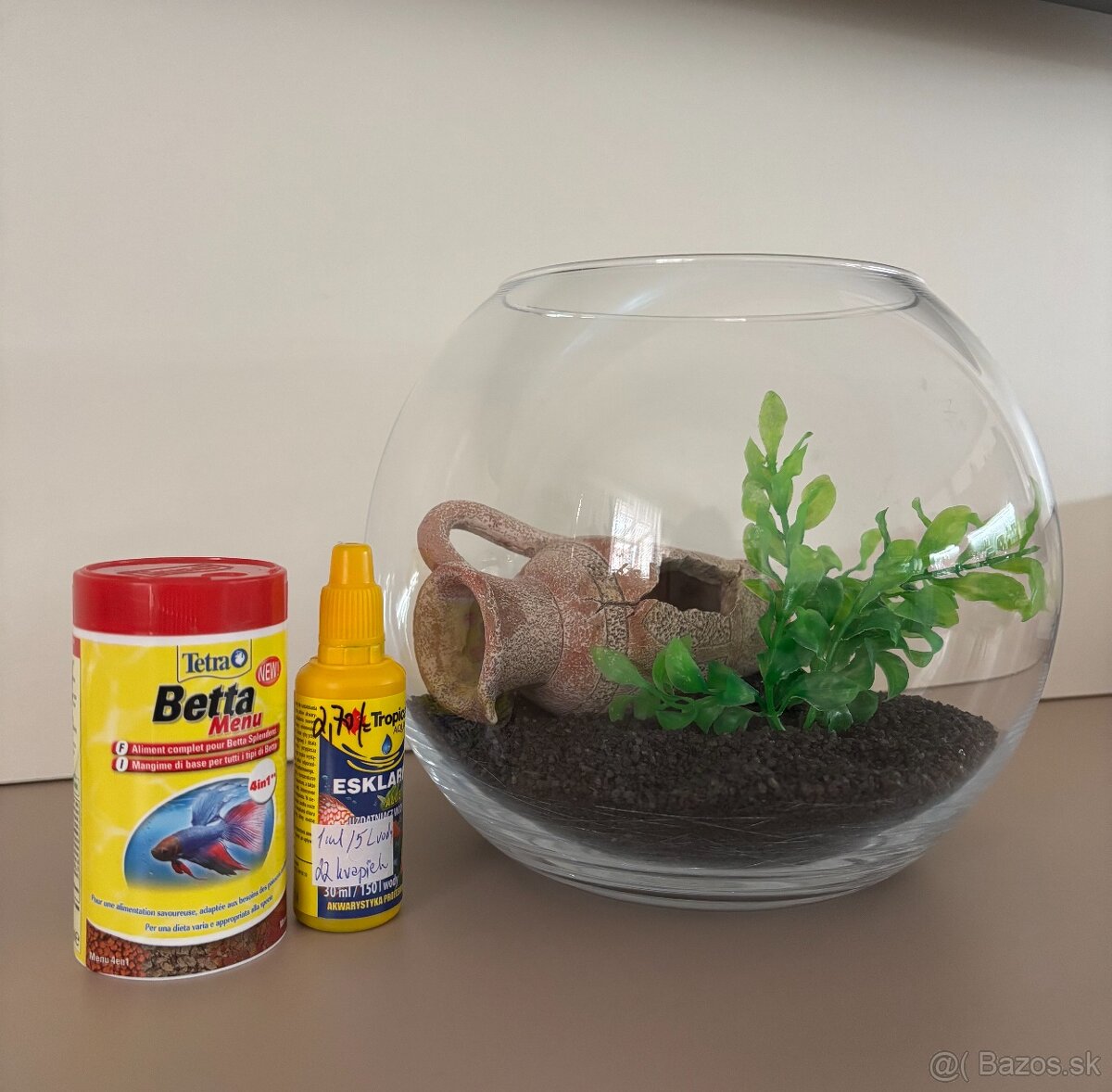 Okrúhle akvárium pre rybičky