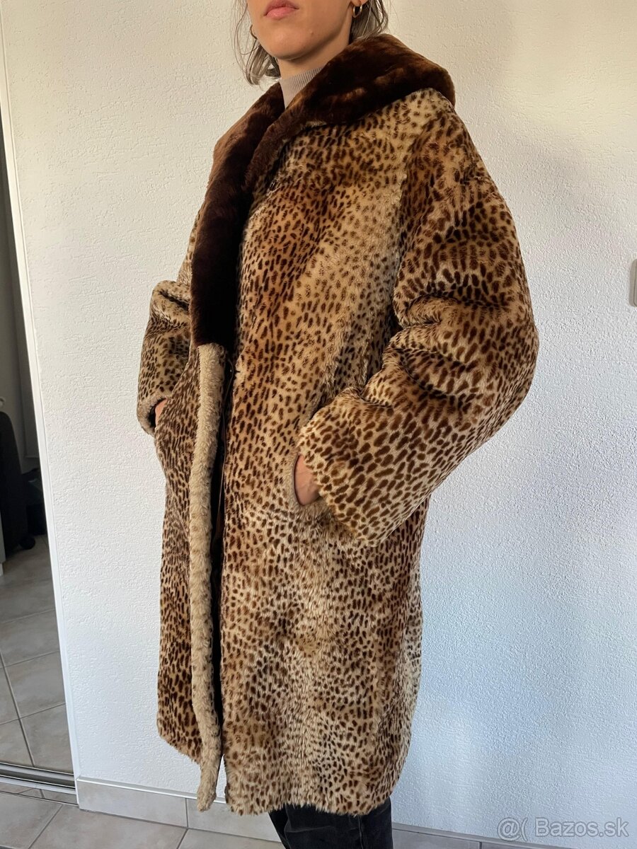 Vintage - pravý kožuch vzor "leopard"