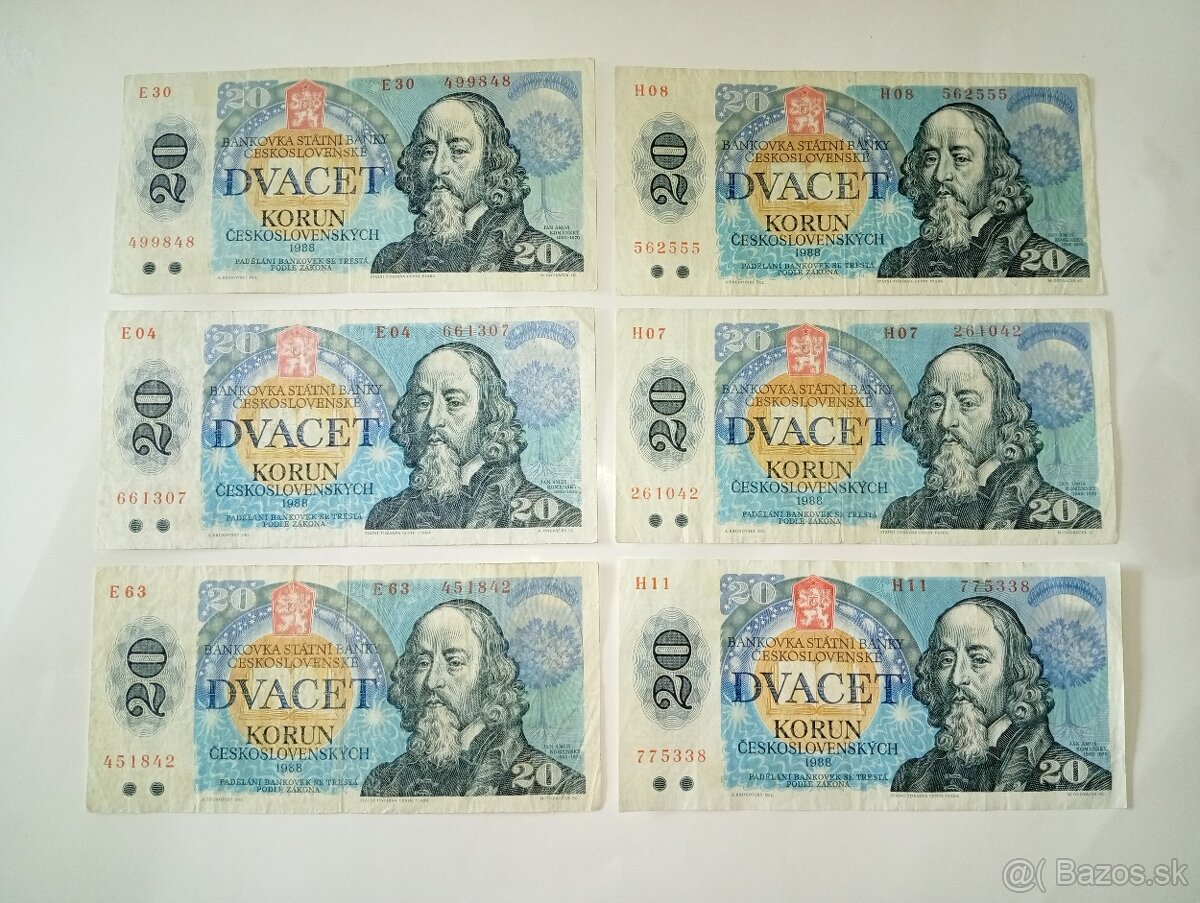 BANKOVKY 20 KČS 1988, OBĚ VYDANÉ SÉRIE