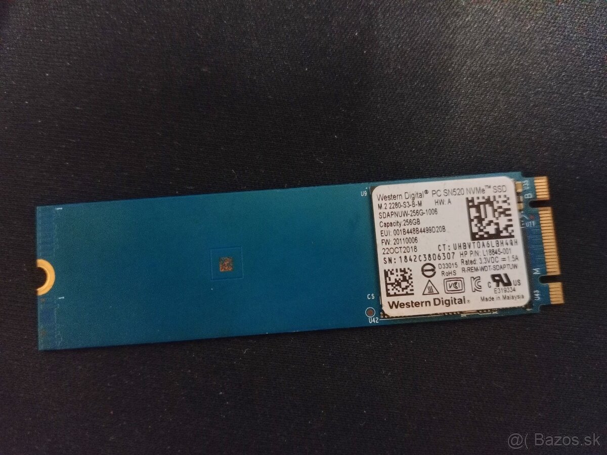 Predám SSD disk NVMe (M.2) 256GB PC SN520