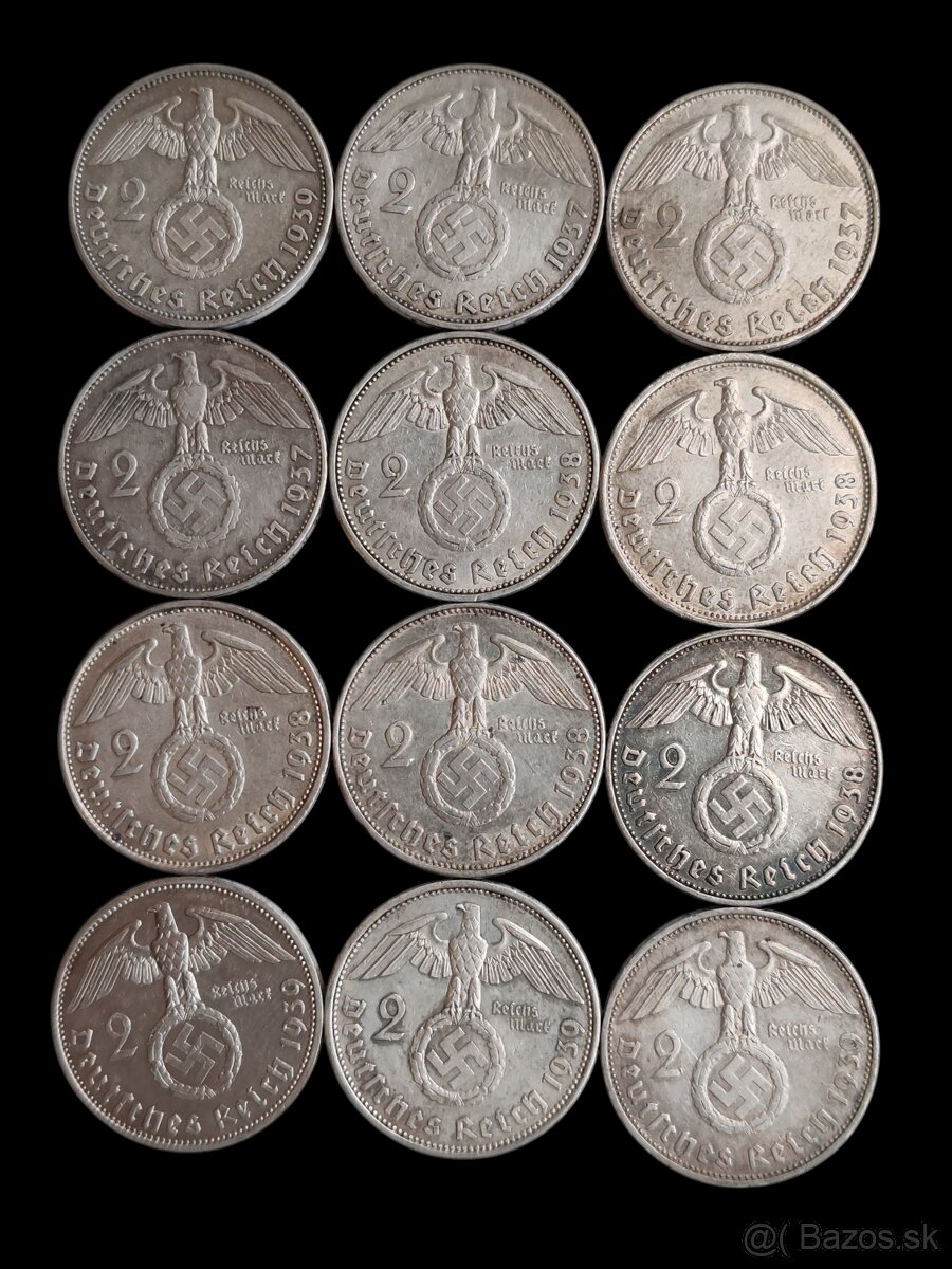 2 Marky 1937, 1938, 1939 rôzne mincovne