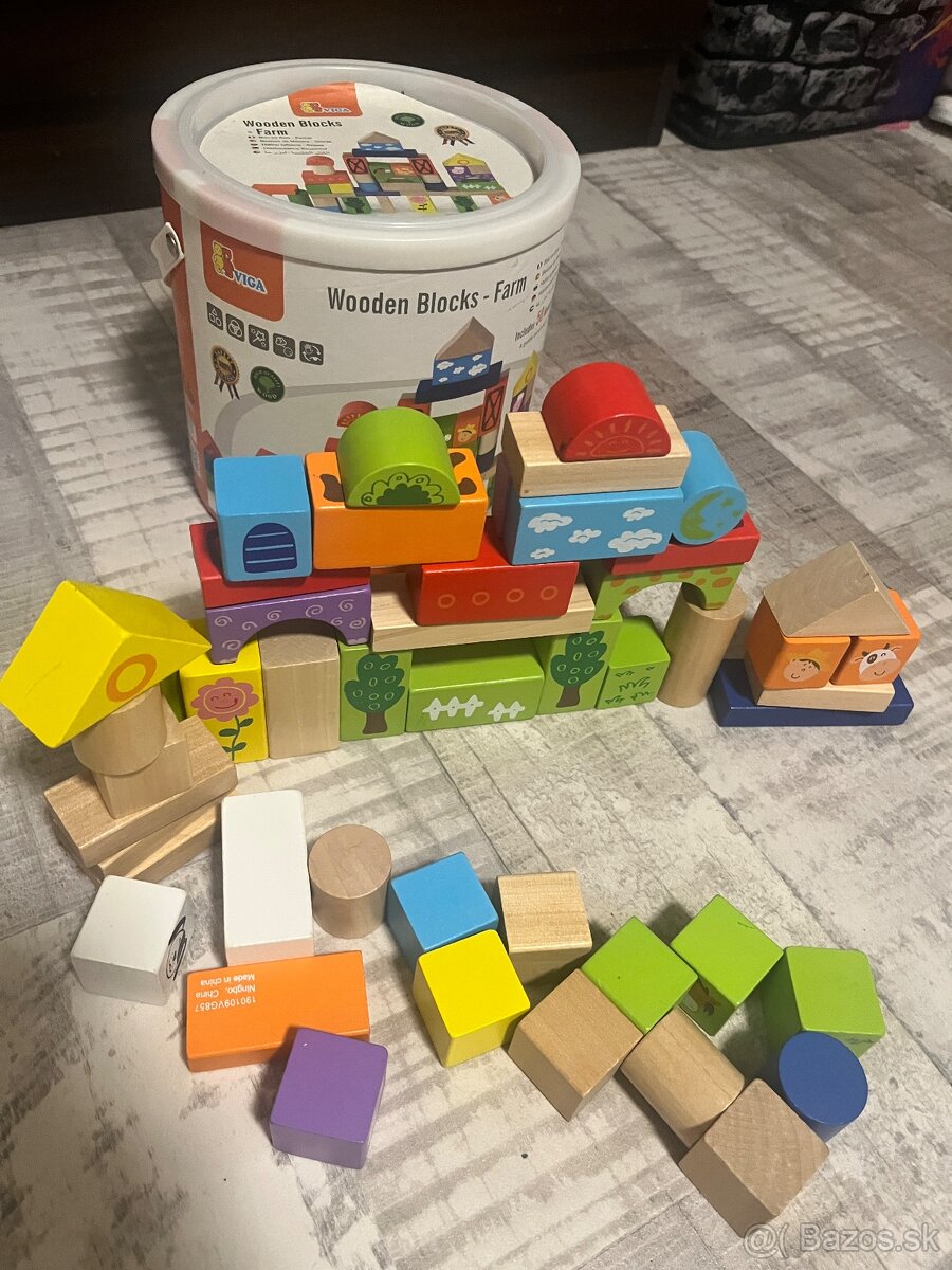 Drevené kocky Farma