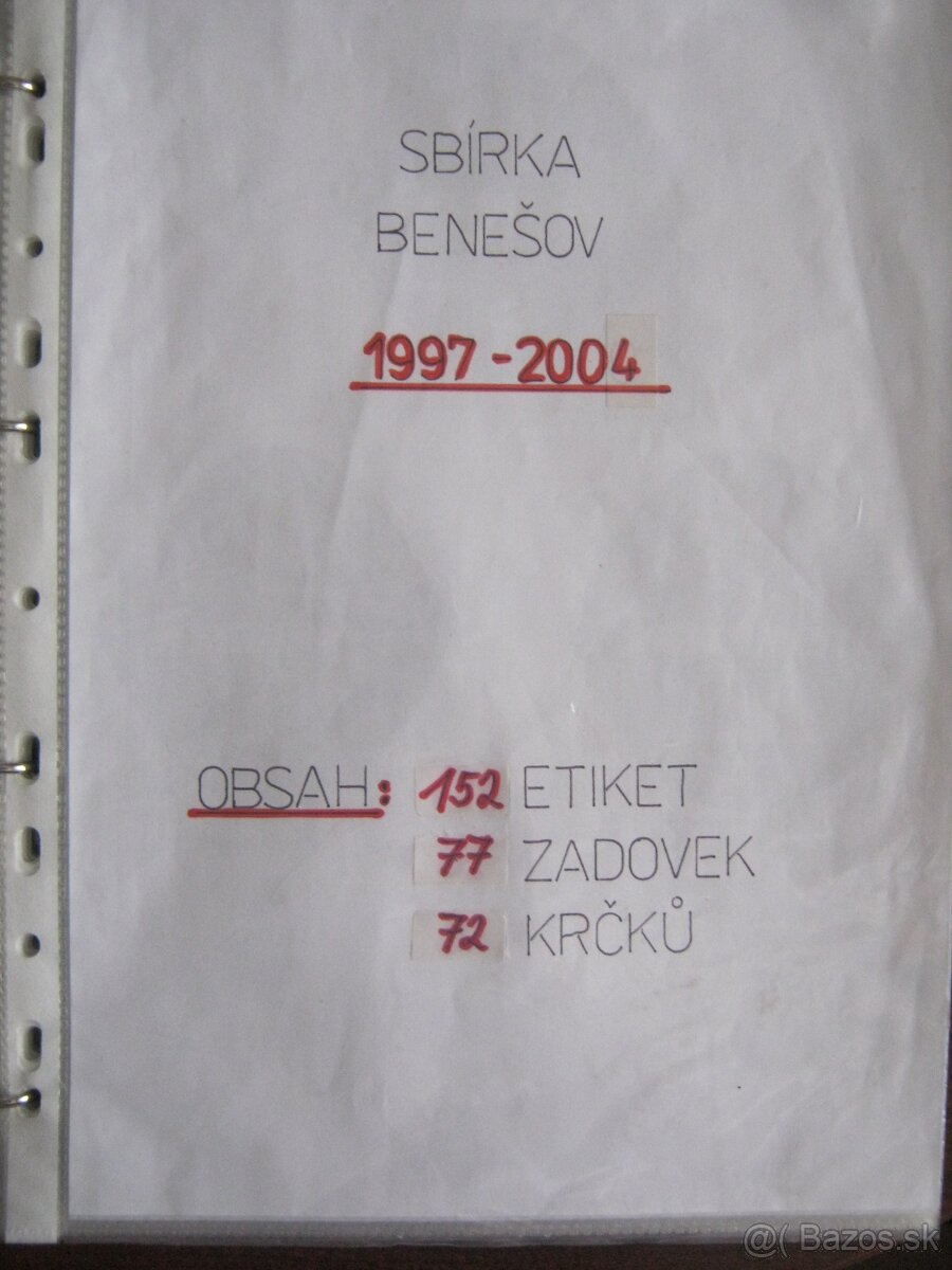 152x sbírka pivní etikety Benešov 1997-2004
