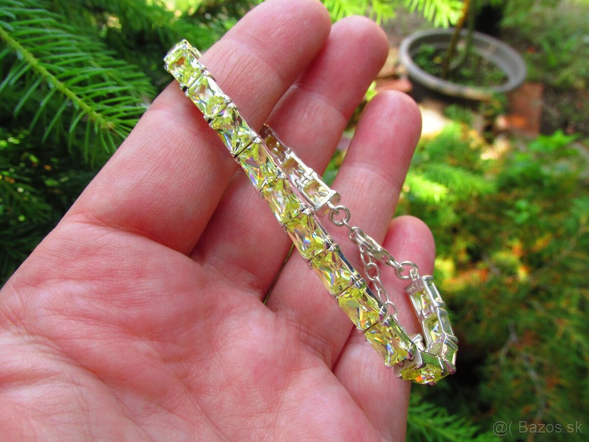 Strieborný náramok so žltými kamienkami, Ag 925