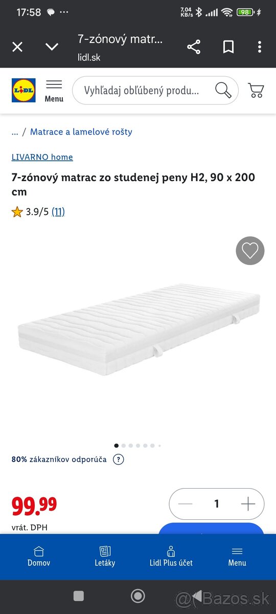 Matrac H2 zo studenej peny 90x200