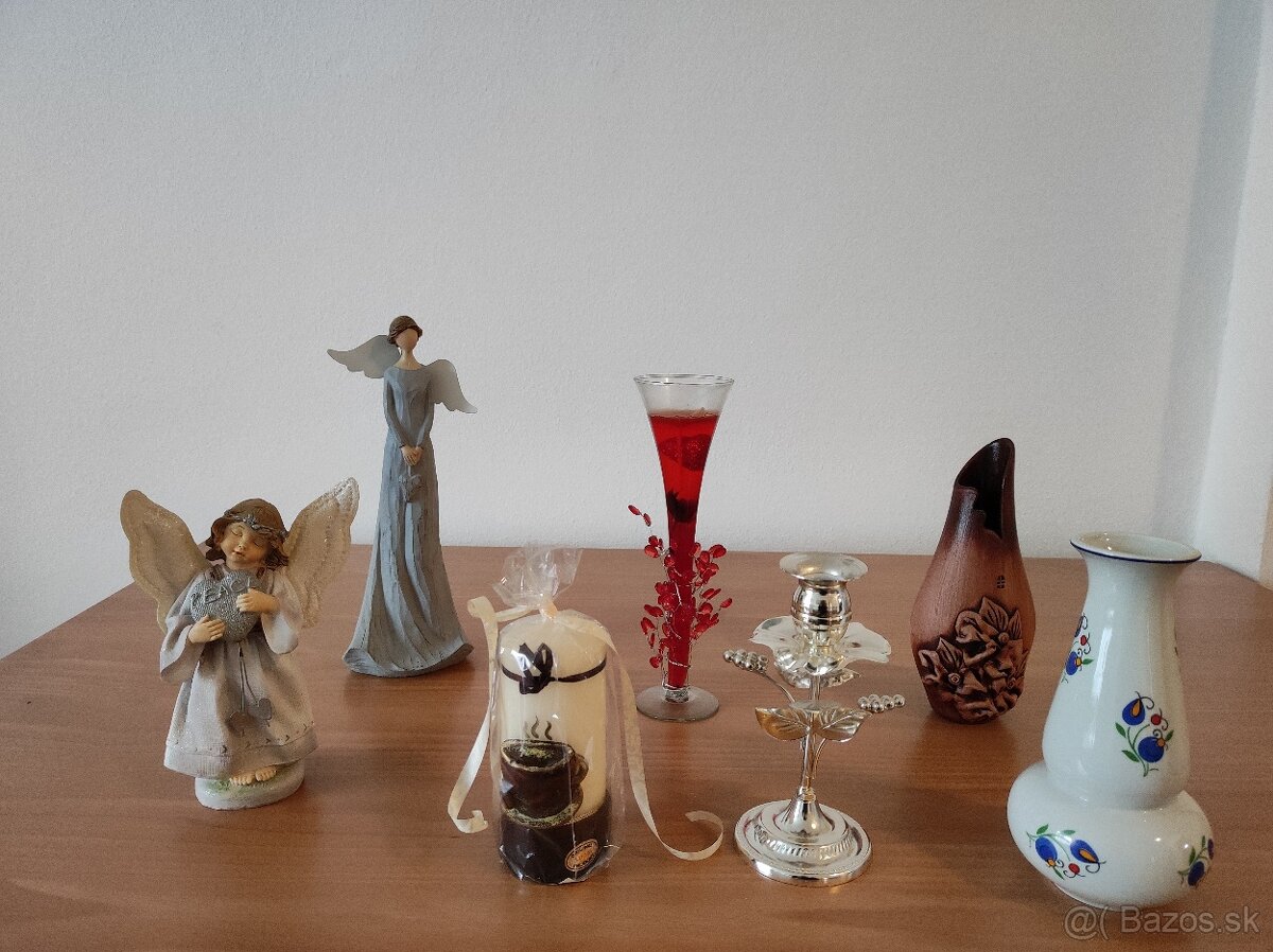 Anjelik, vázičky, svietnik, sviečky