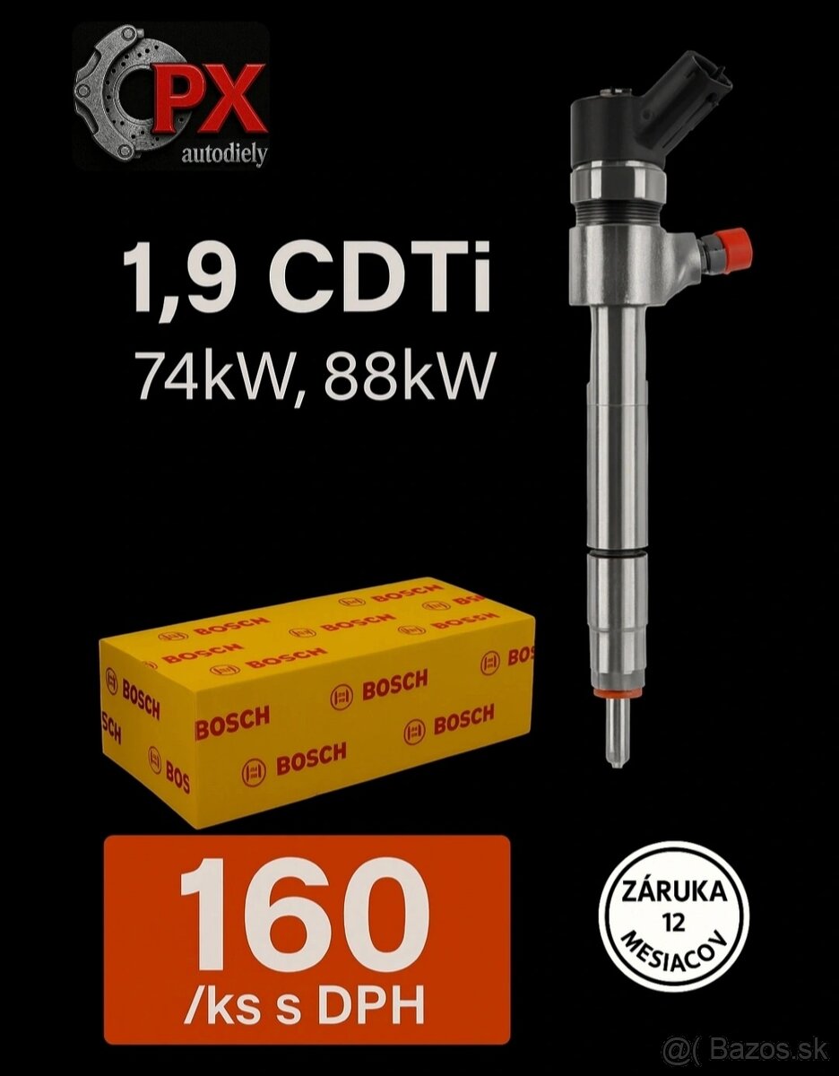 Repasované vstrekovače BOSCH OPEL 1.9 CDTi - 74kw, 88kw