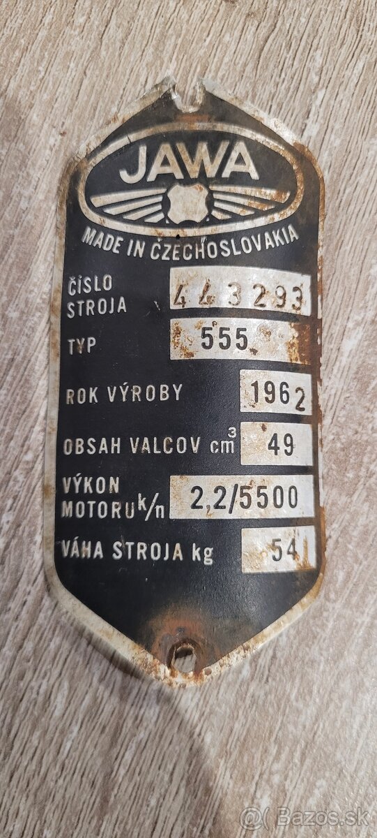 Štítok jawa 555