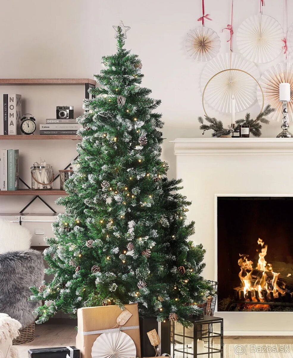 Umelý vianočný stromček LED PALOMAR 180 cm Tmavozelená