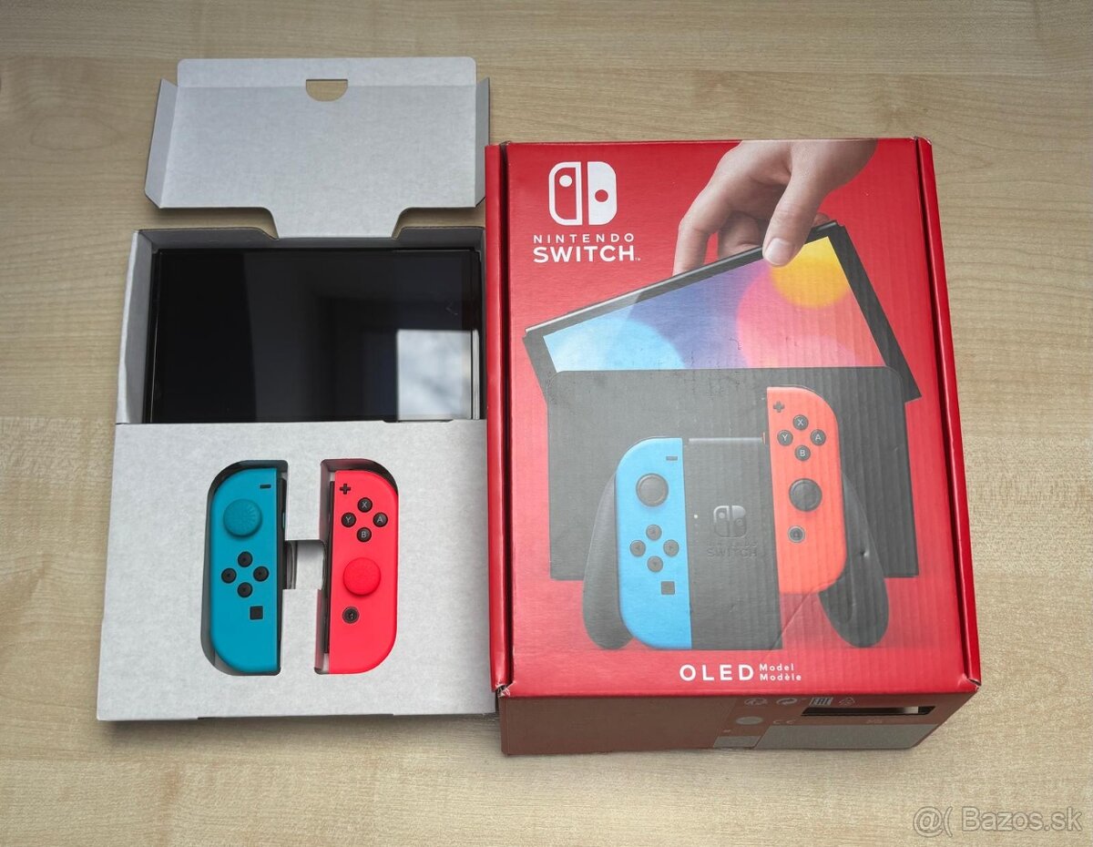 Nintendo Switch OLED - neon blue/red + príslušenstvo